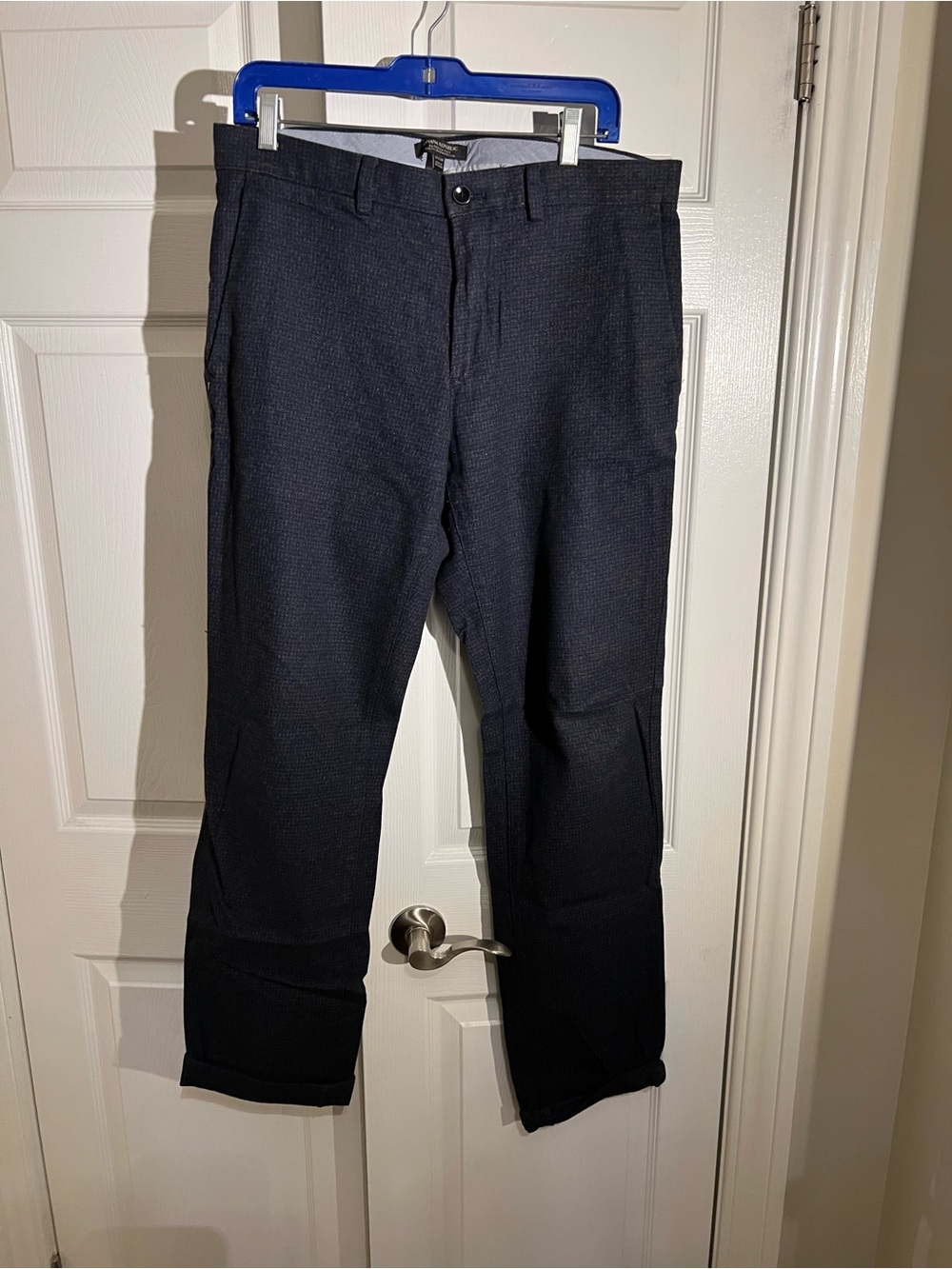 Banana Republic Navy Textured Straight Dress Pants